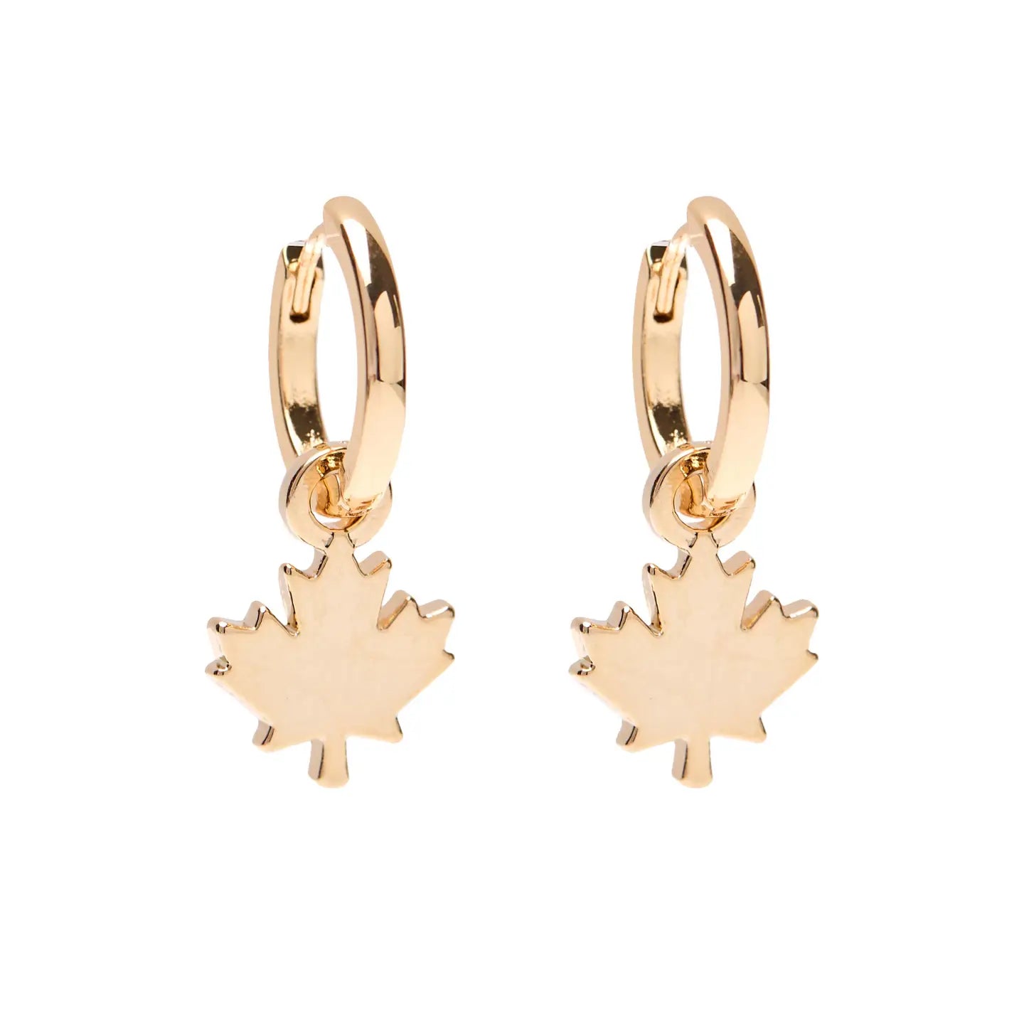 Maple Leaf Hoop Earrings | Gold