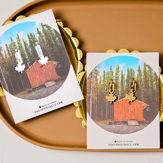 Maple Leaf Hoop Earrings | Silver