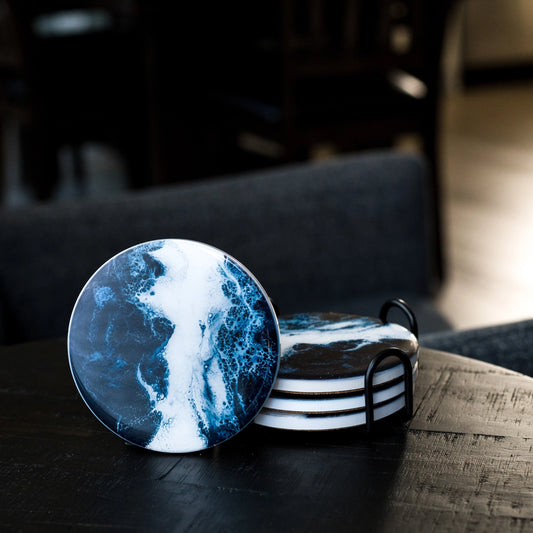 Resin Coasters | Navy White