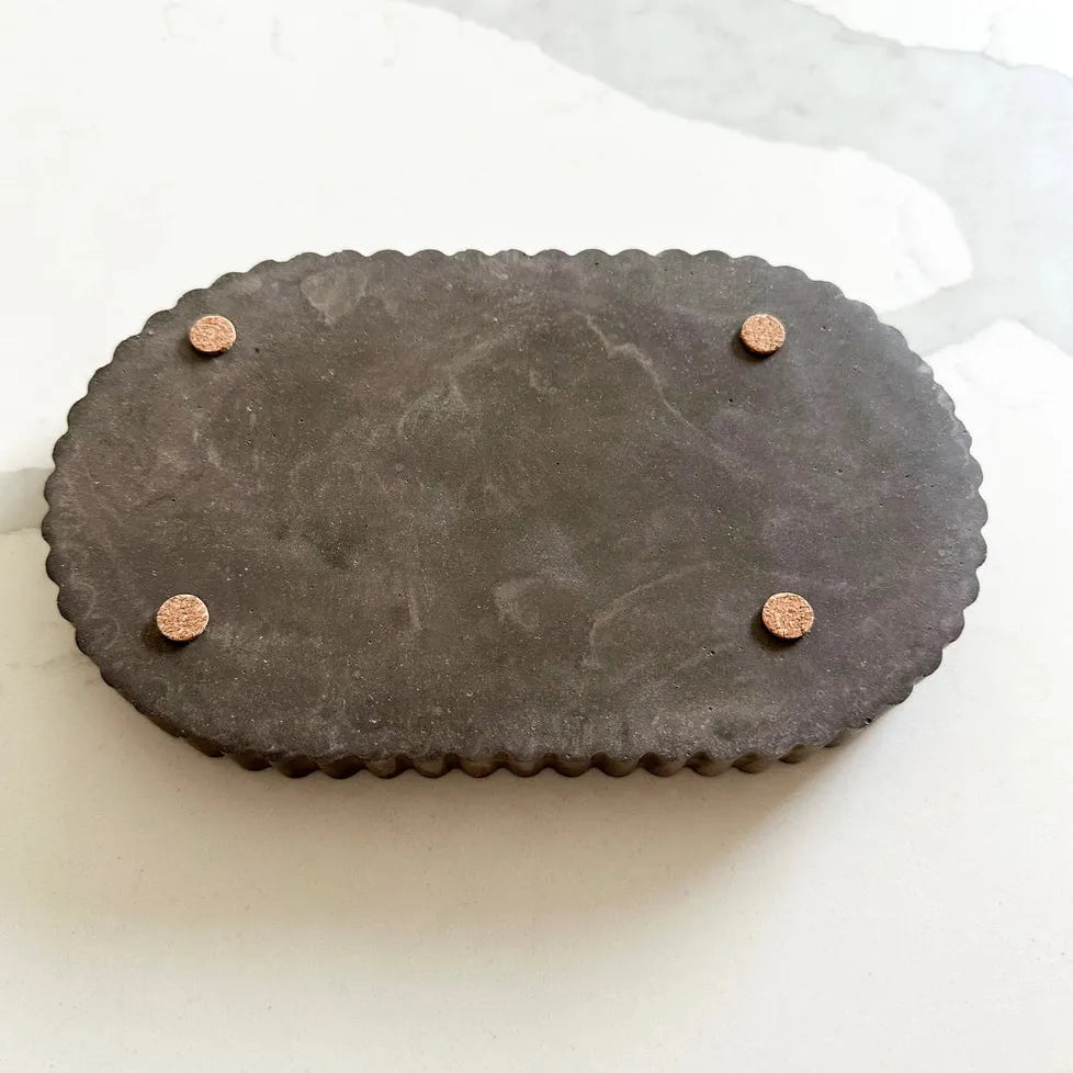Fluted Oval Tray | Mocha Stone