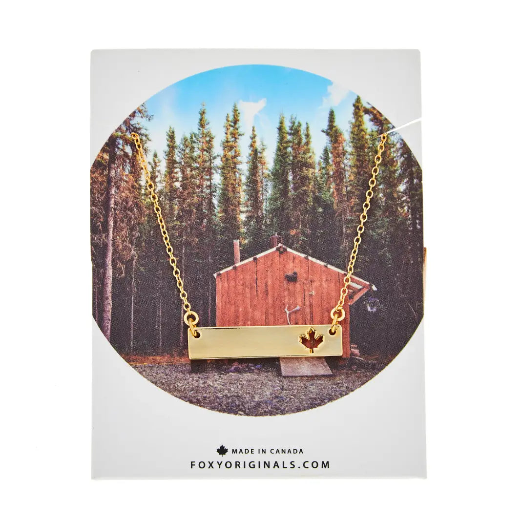 Maple Leaf Bar Necklace | Gold