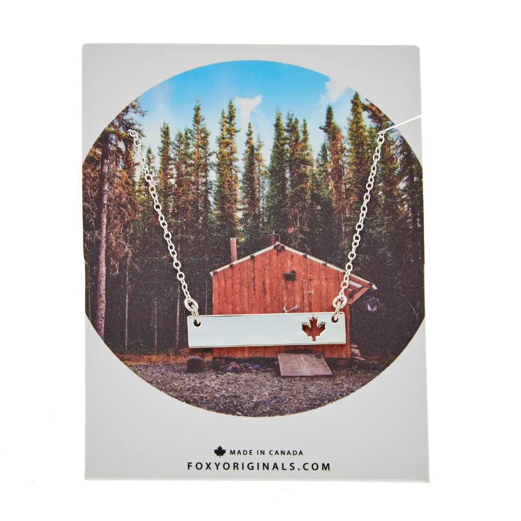 Maple Leaf Bar Necklace | Silver