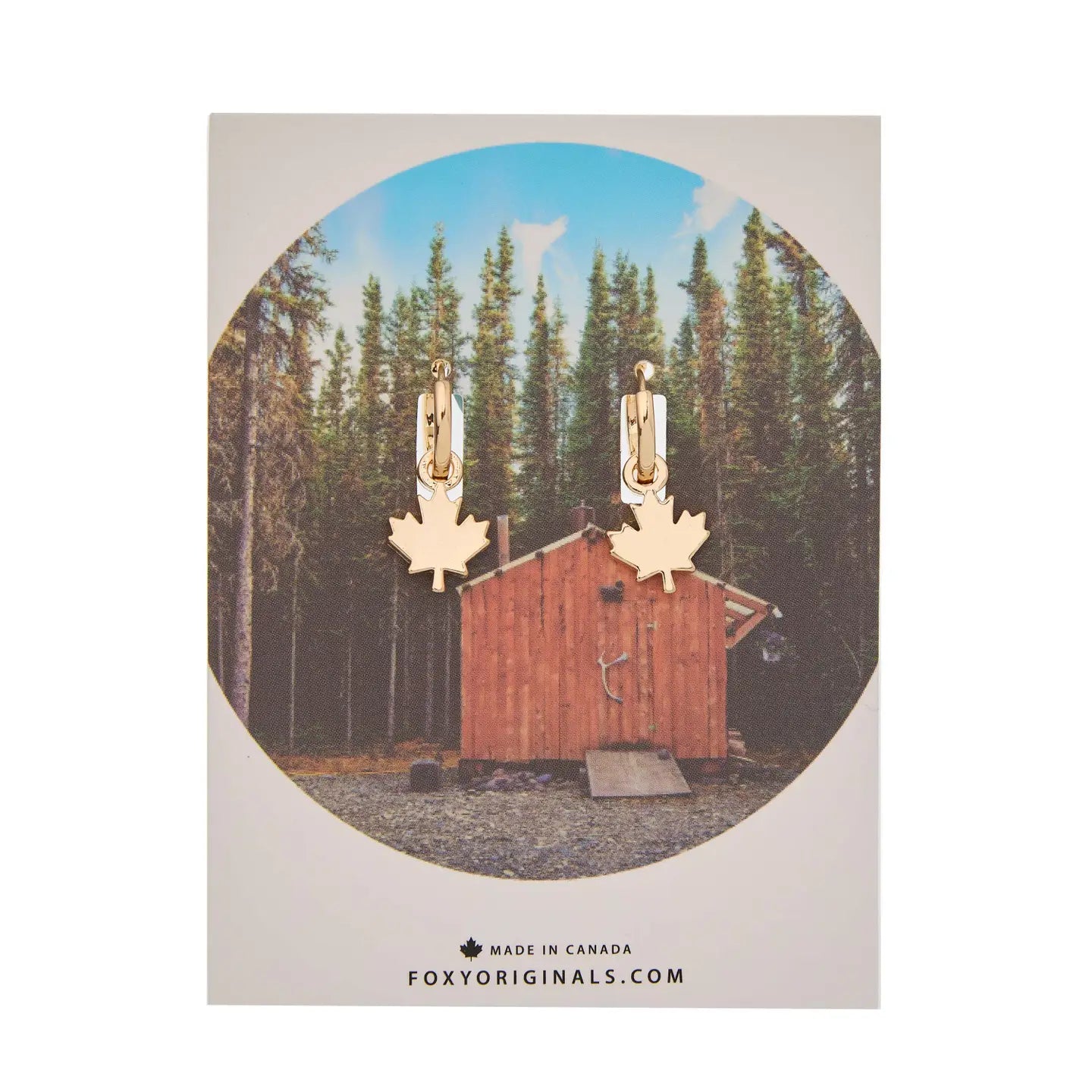 Maple Leaf Hoop Earrings | Gold