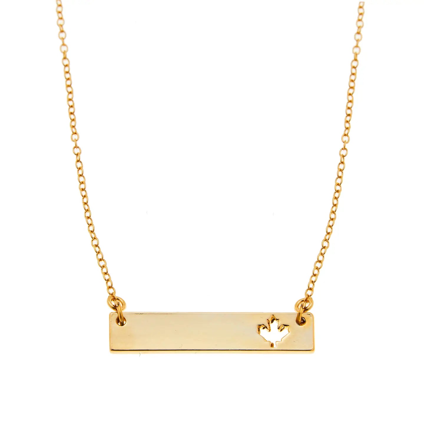 Maple Leaf Bar Necklace | Gold