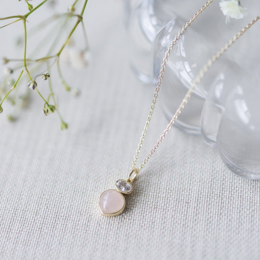 Anastasia Necklace | Gold/Rose Quartz
