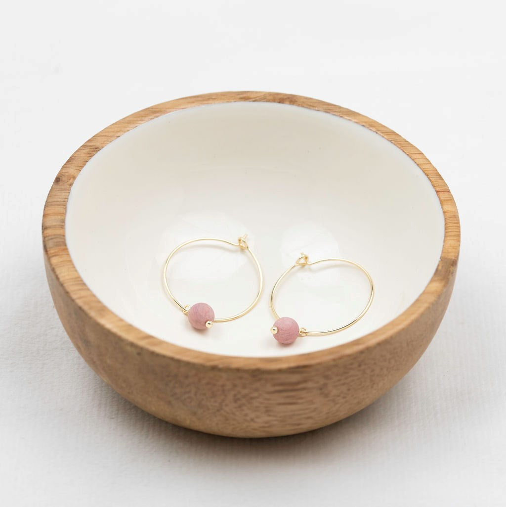 Bellamy Hoops - Gold/Pink Rhodonite