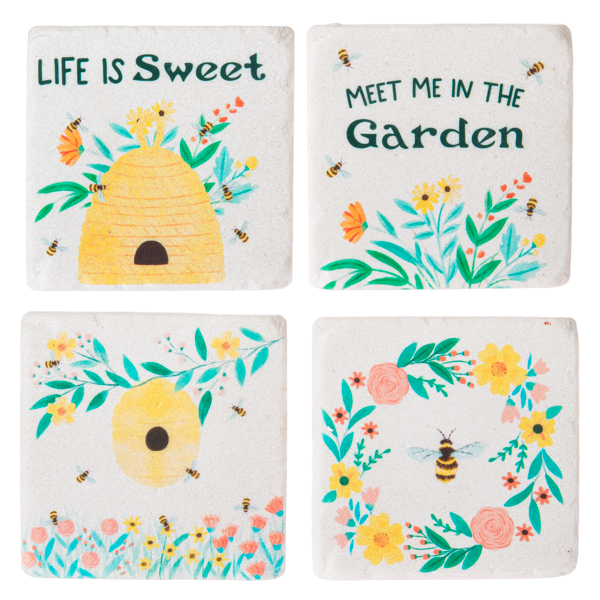 Coasters - Bee & Flowers (Set/4)