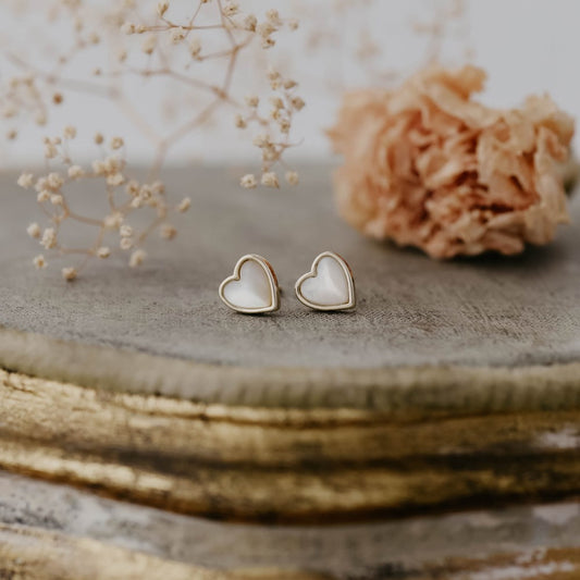 Heart of Stone Studs - Mother of Pearl/Gold