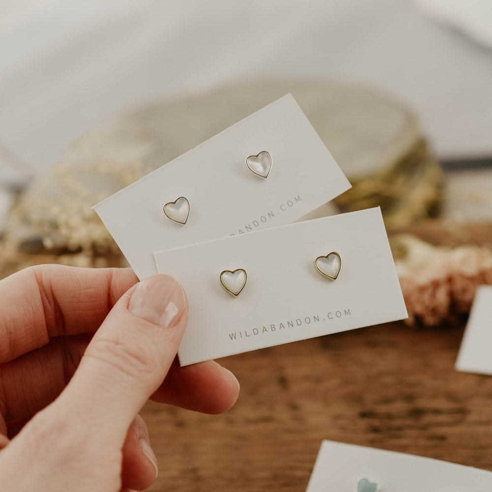 Heart of Stone Studs - Mother of Pearl/Silver