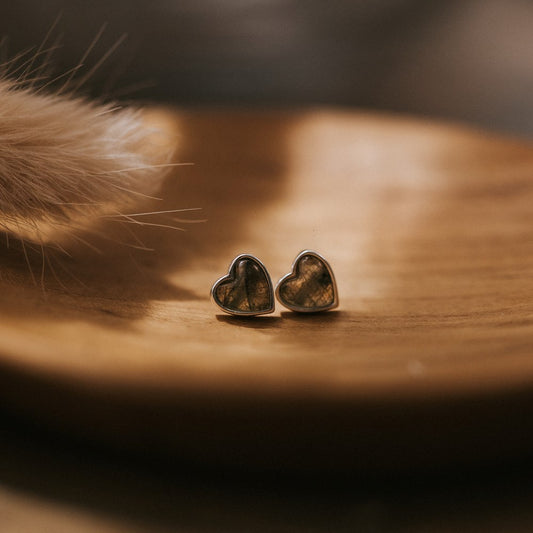 Heart of Stone Studs - Labradorite/Silver