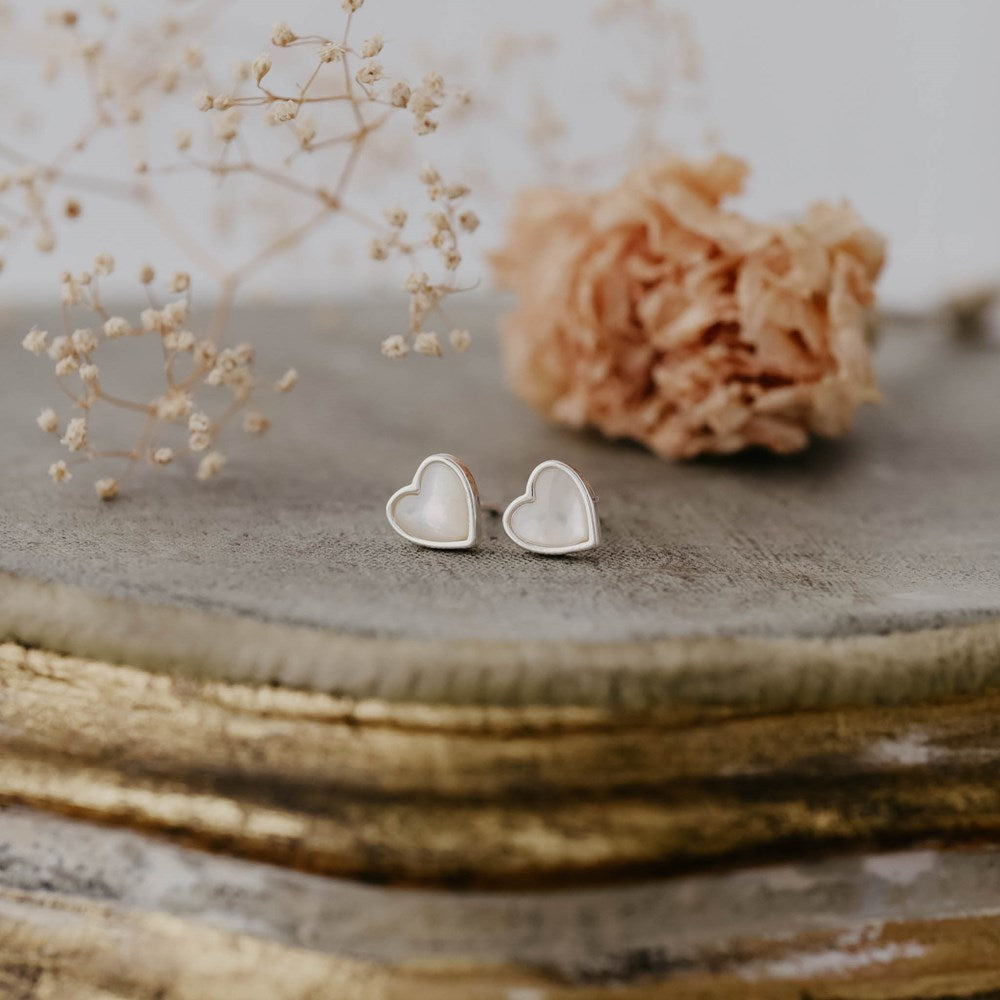 Heart of Stone Studs - Mother of Pearl/Silver