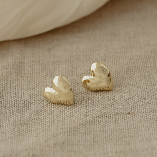 Huge Heart Studs - Gold