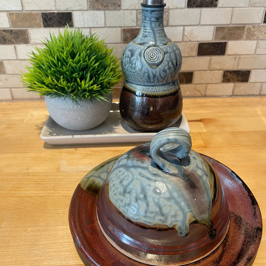 Domed Butter Dish - Blue Ash