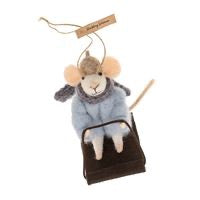 Sledding Soloman Mouse Holiday Ornament