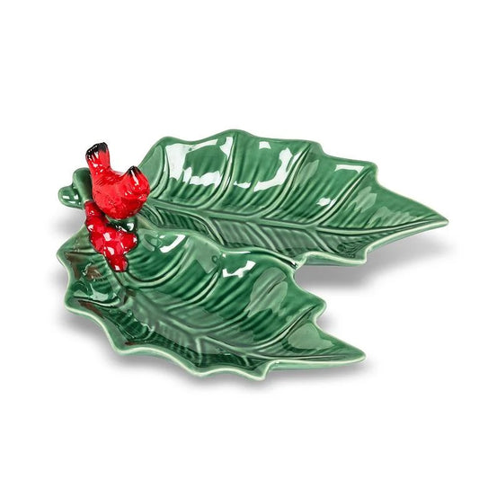 Leaf Plate w/Cardinal