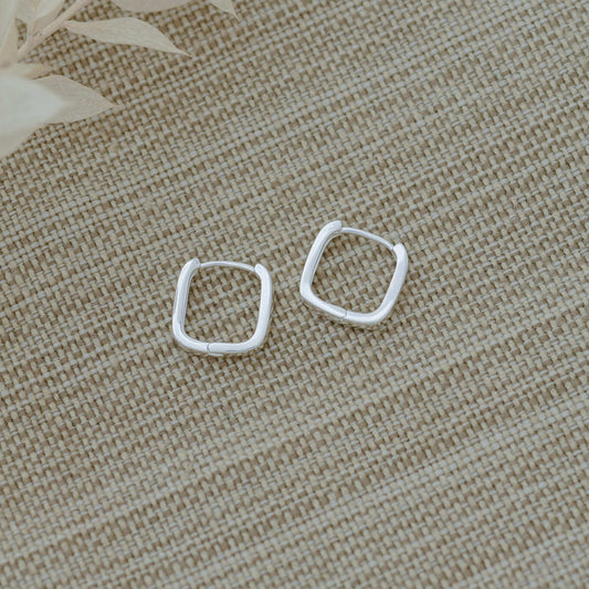 Petite Square Hoops - Silver