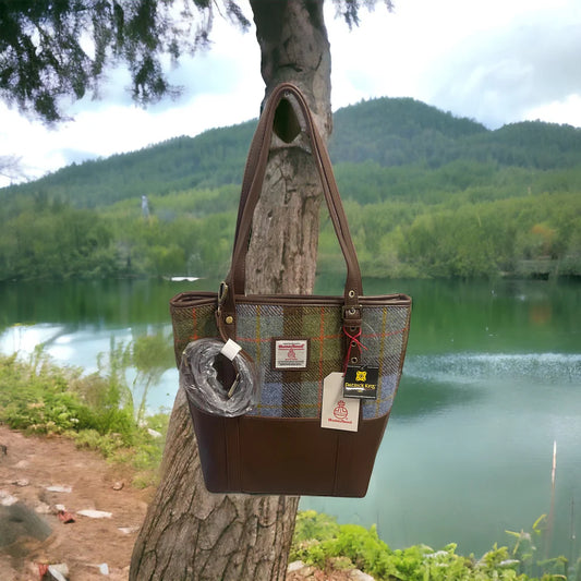 Harris Tweed Large Tote - Dark Brown