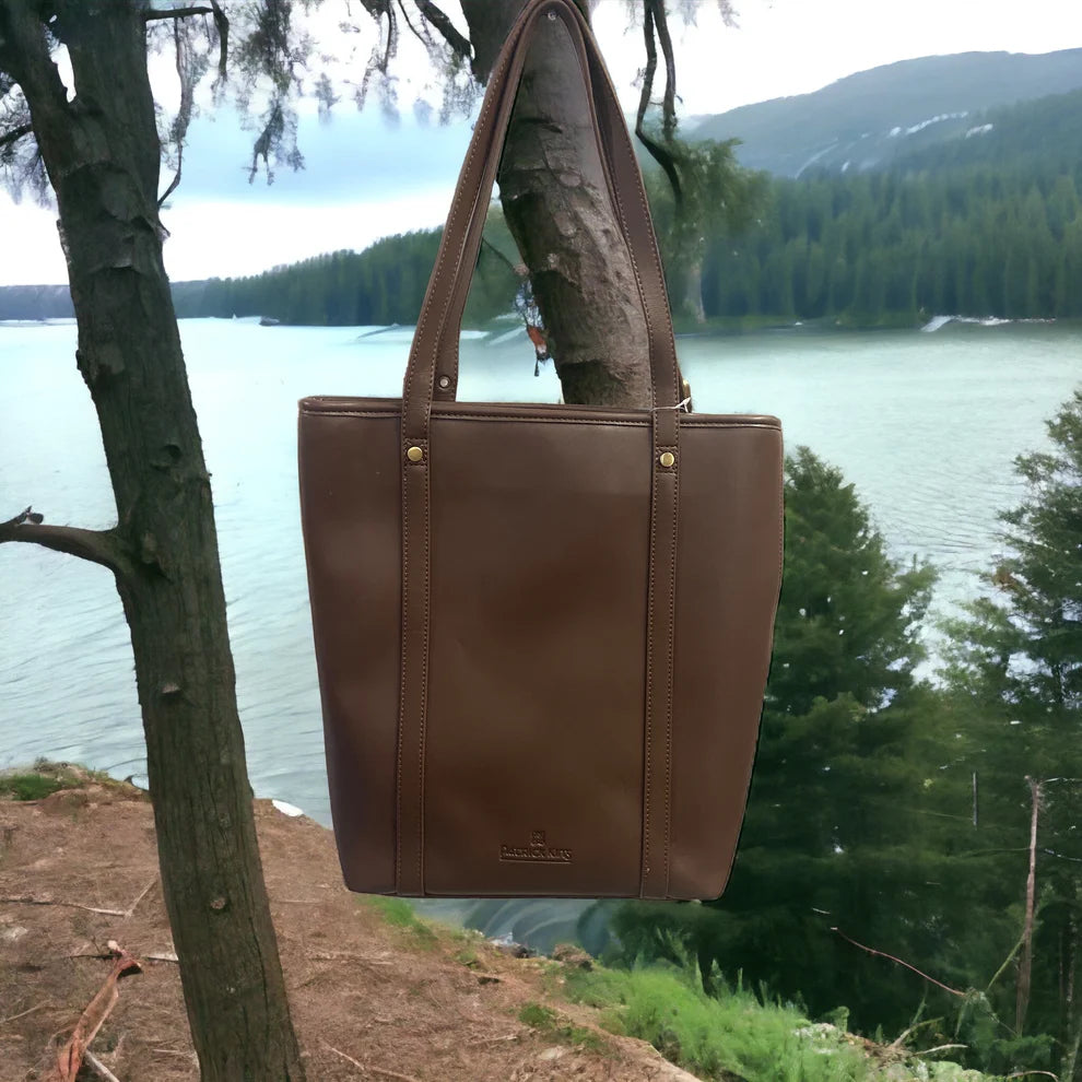 Harris Tweed Large Tote - Dark Brown