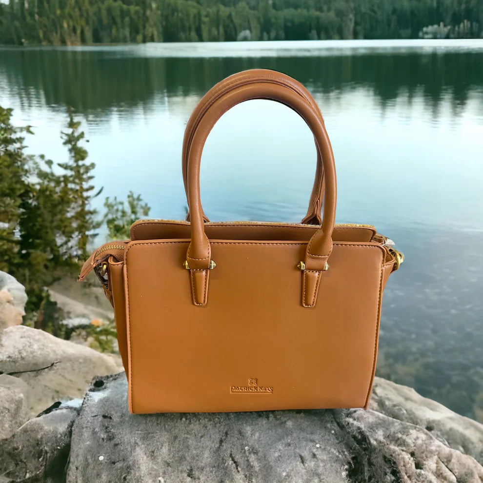 Harris Tweed Double Handle Tote - Light Brown