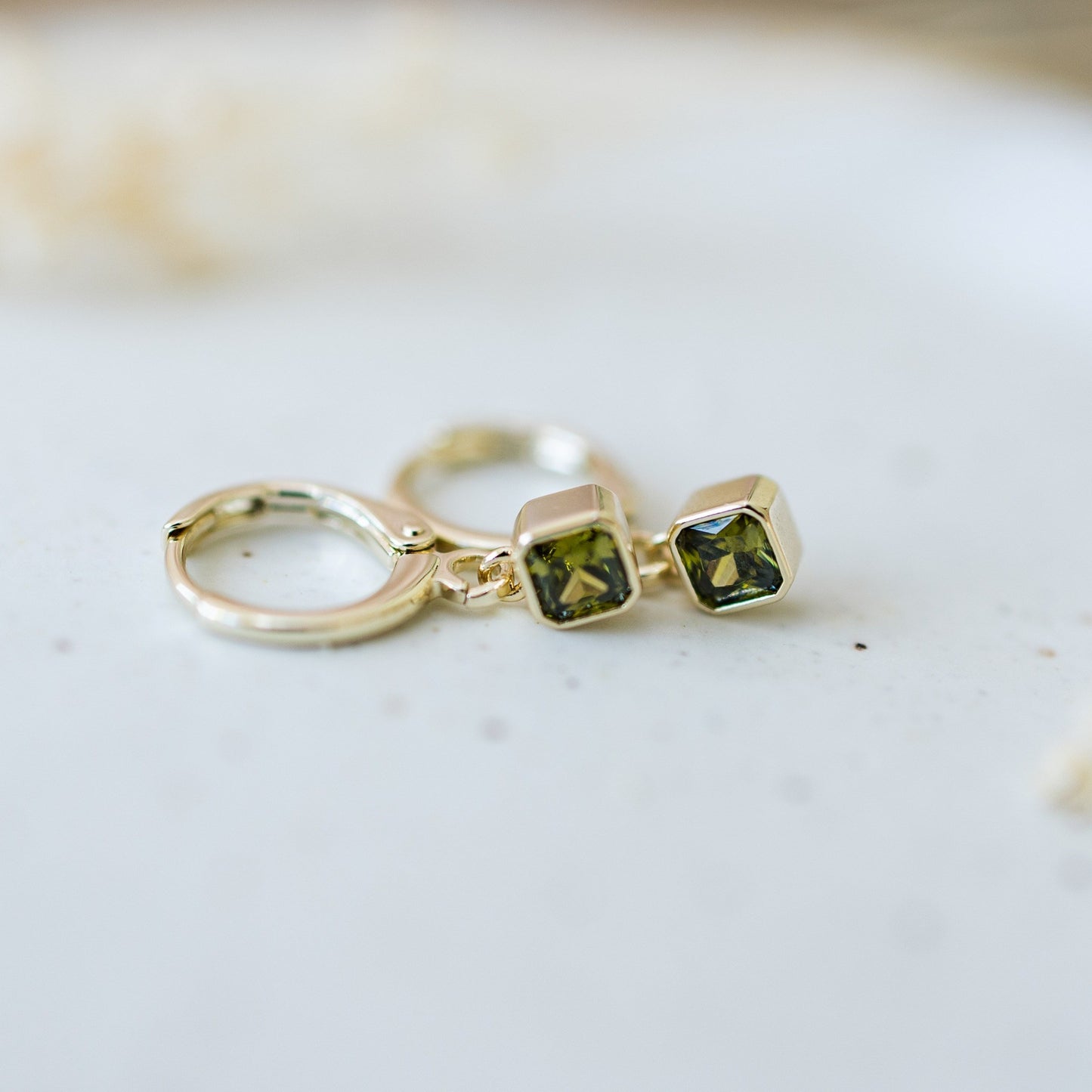 Prism Hoops - Gold/Moss Green