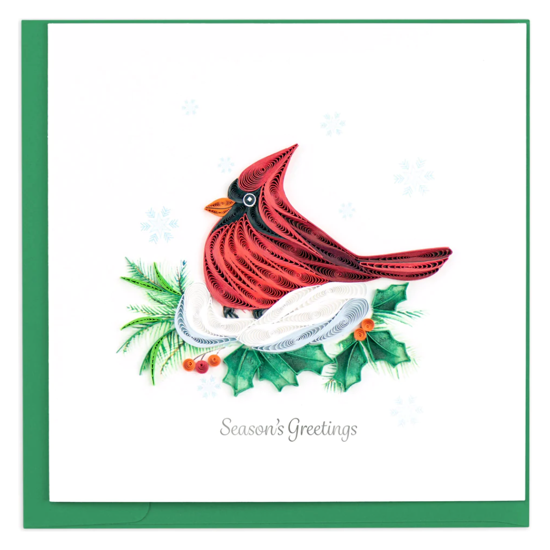 Quilling Card - Snowy Cardinal