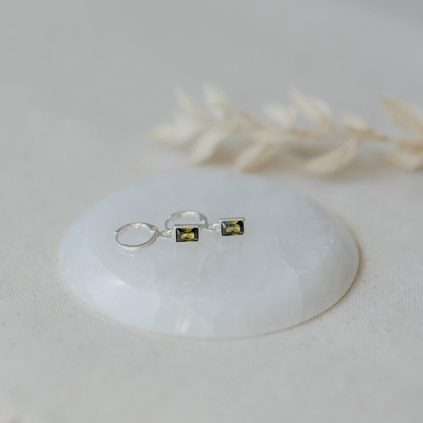 Shine Hoops - Silver/Moss Green