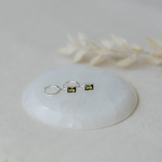 Shine Hoops - Silver/Moss Green