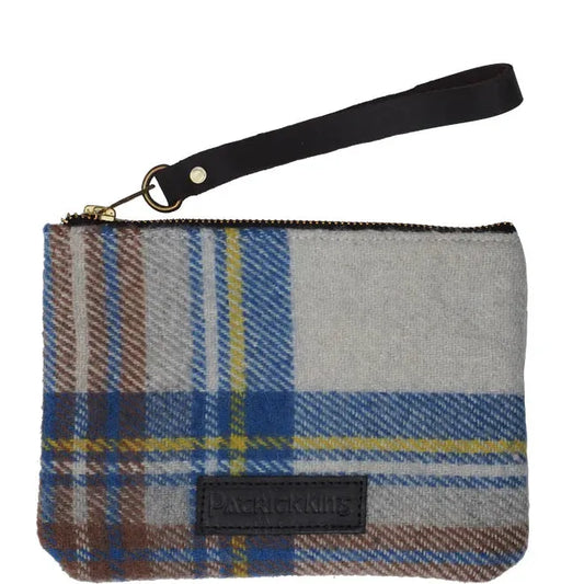 Hannah Tartan Wool Clutch Bag | Stewart Muted Blue