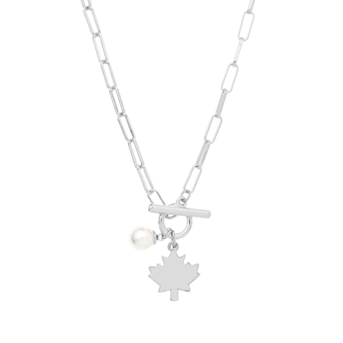 Maple Leaf Toggle Necklace | Silver