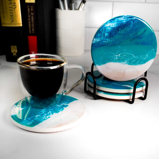 Resin Coasters | Caribbean Blue