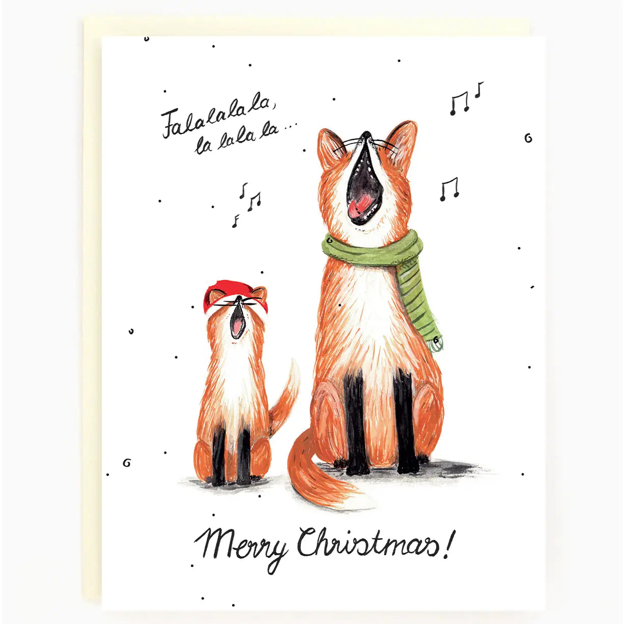 Singing Foxes Christmas Card