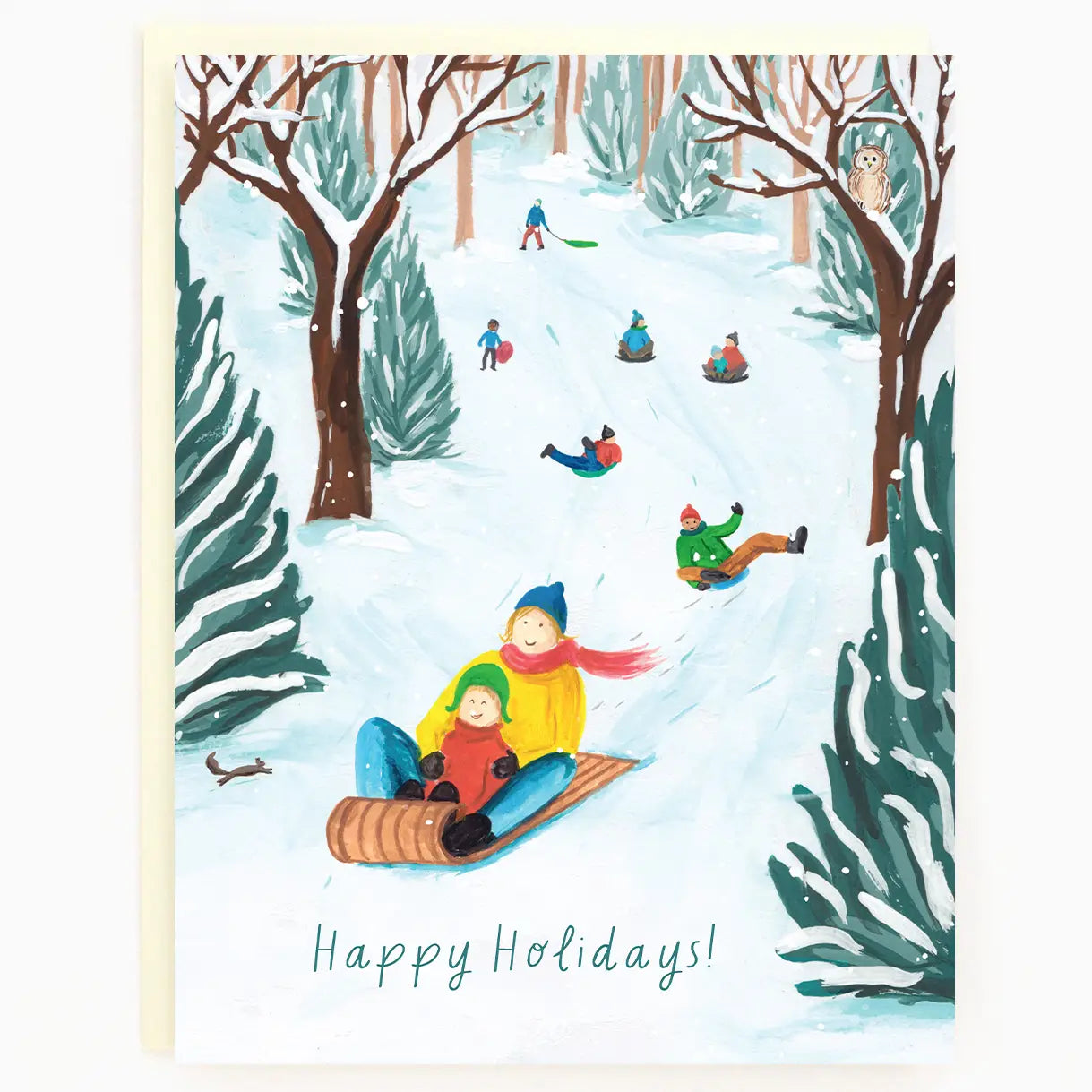 Tobogganing/Sledding Winter Card