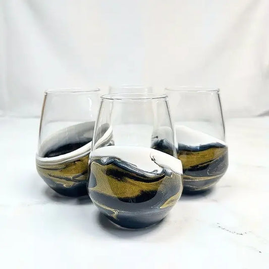 Resin Coated Entertaining Glasses | Onyx