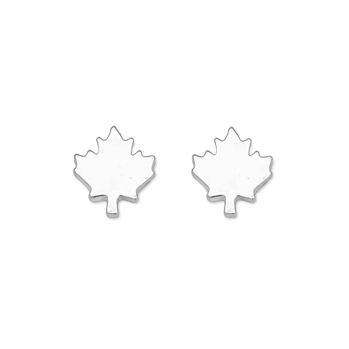 Maple Leaf Stud Earrings | Silver
