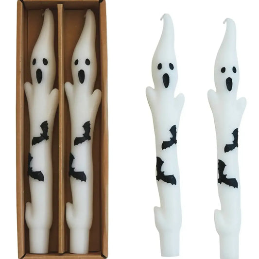 Ghost Shaped Taper Candles w/Bats