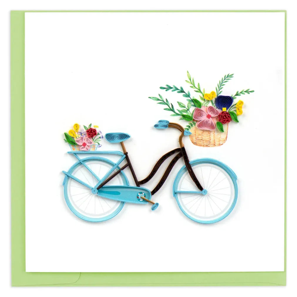 Quilling Card - Bicycle & Flower Basket