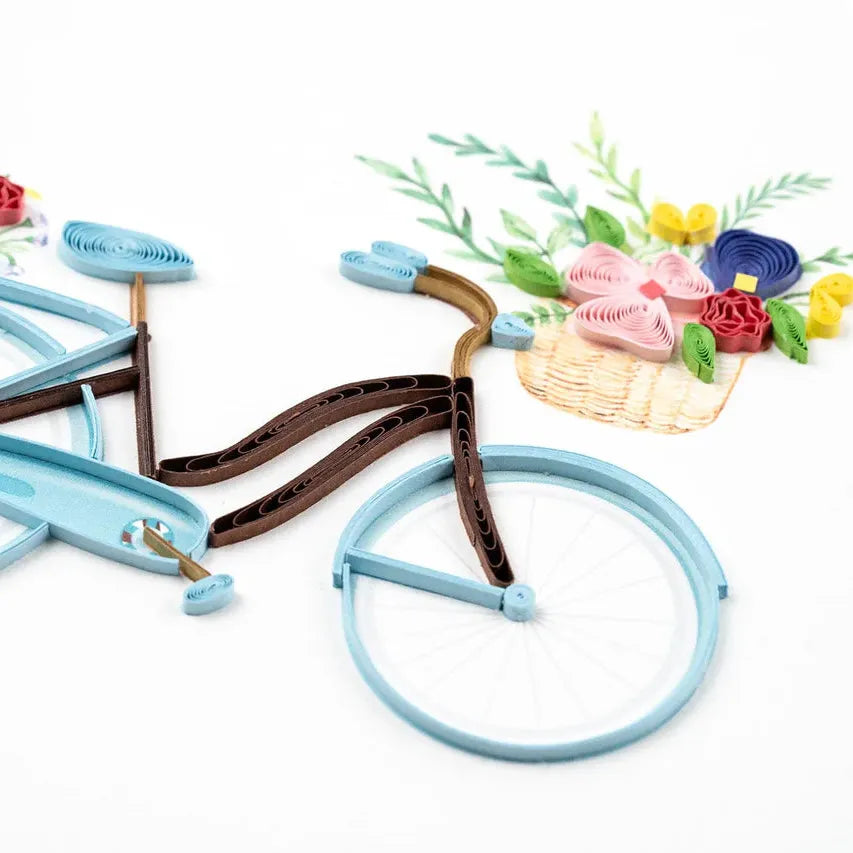 Quilling Card - Bicycle & Flower Basket