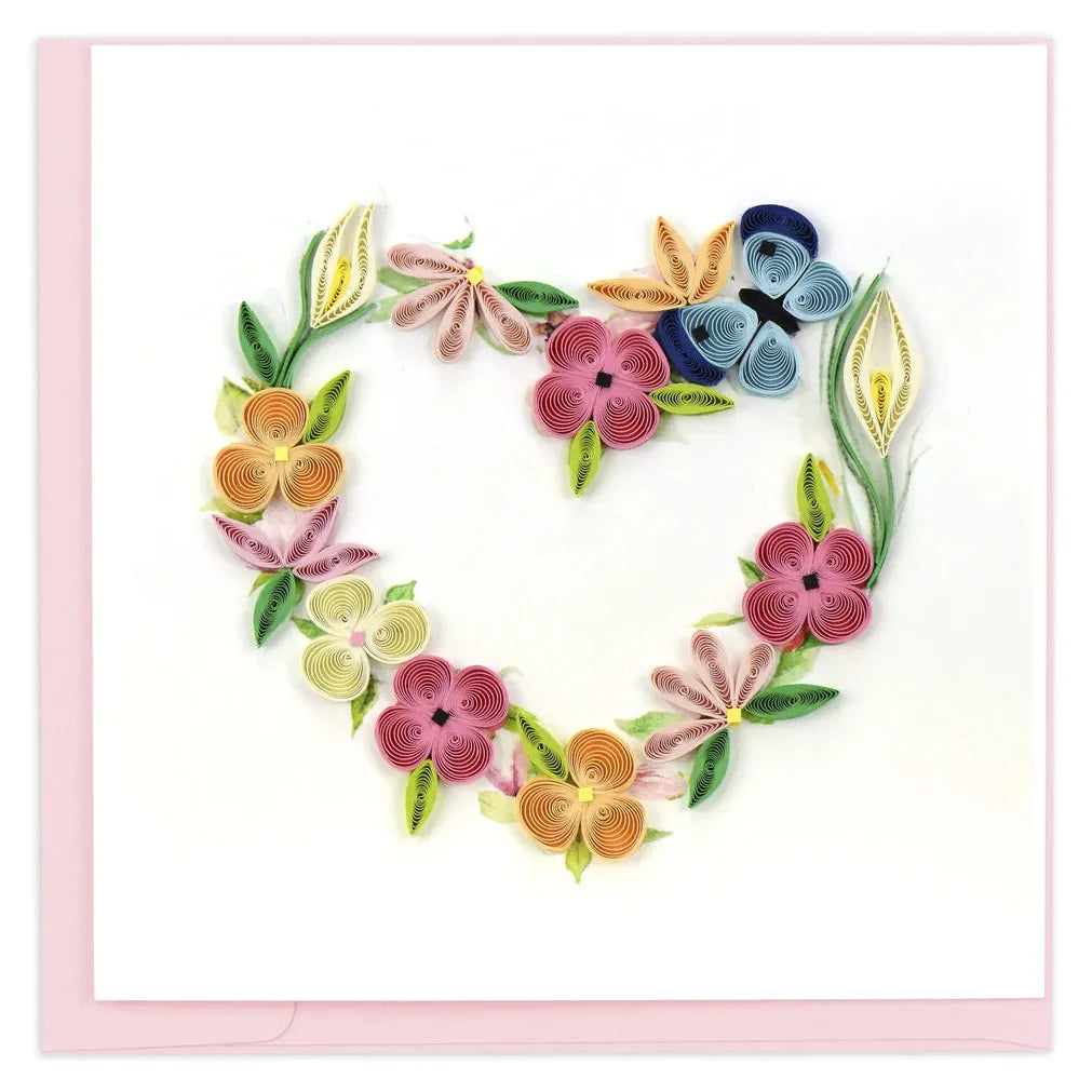 Quilling Card - Floral Heart Wreath