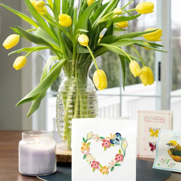 Quilling Card - Floral Heart Wreath