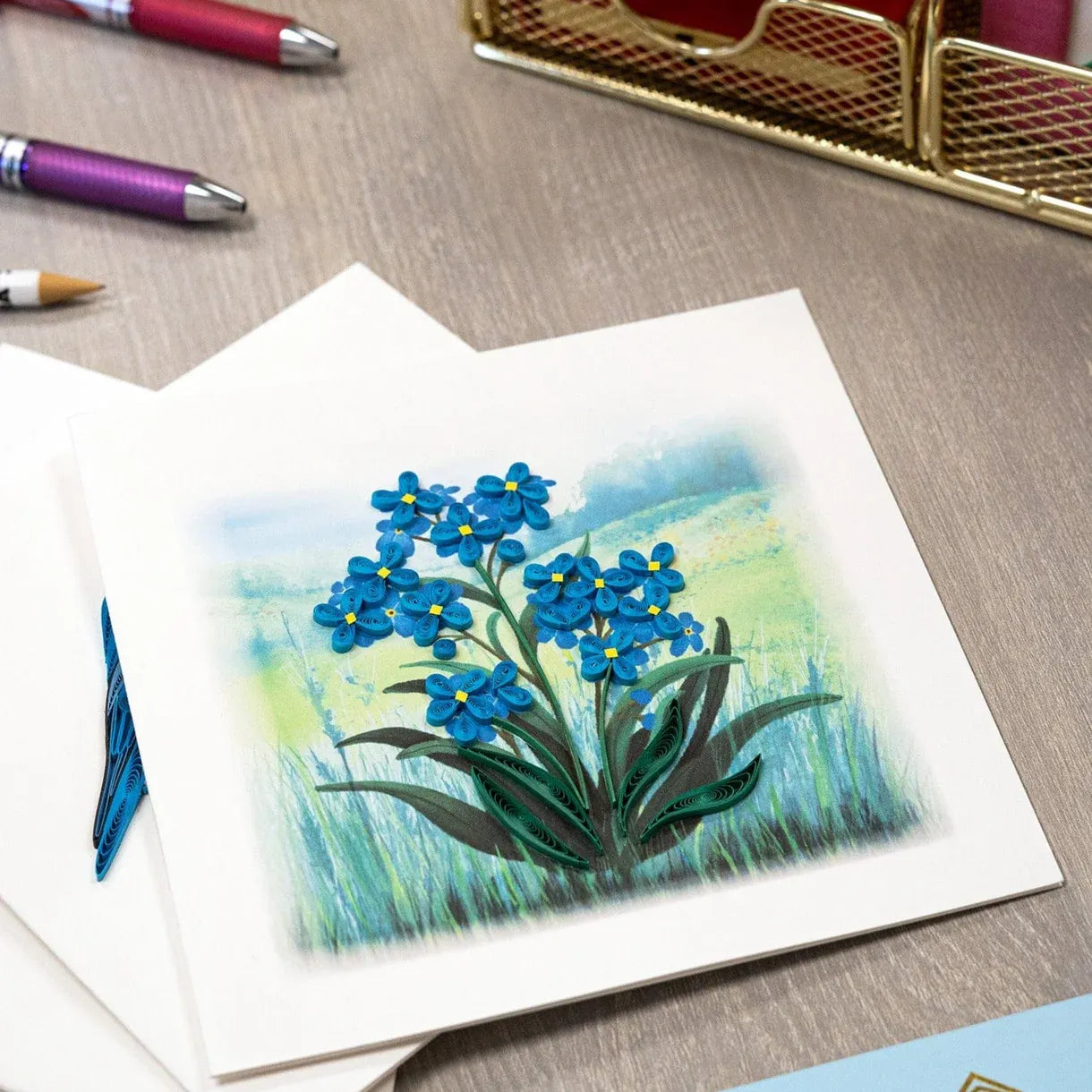Quilling Card - Forget-me-not