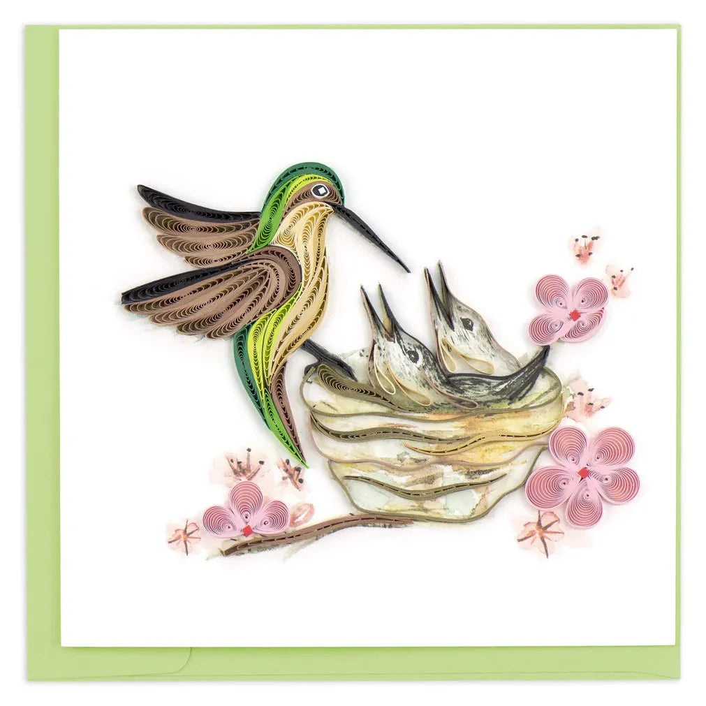 Quilling Card - Hummingbird & Babies