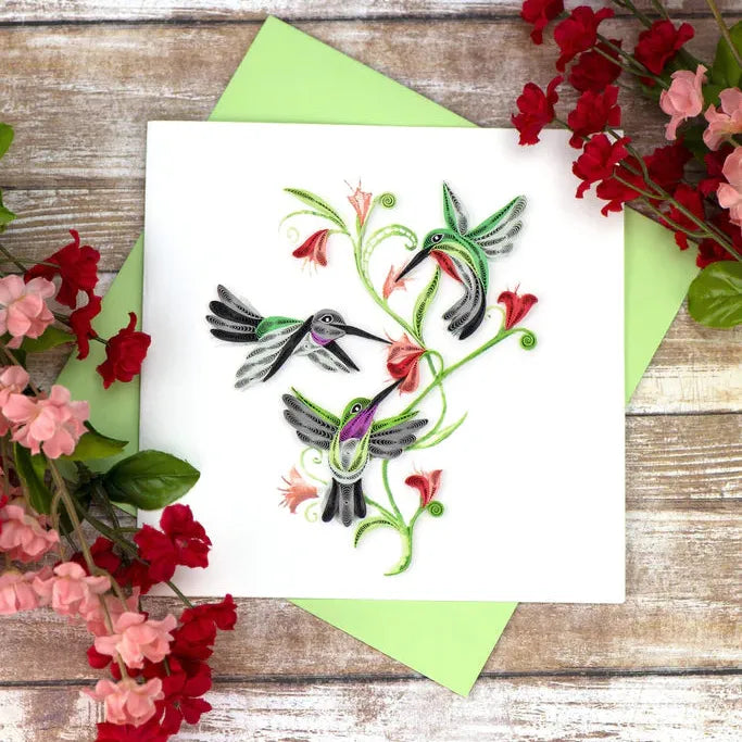 Quilling Card - Hummingbird Trio