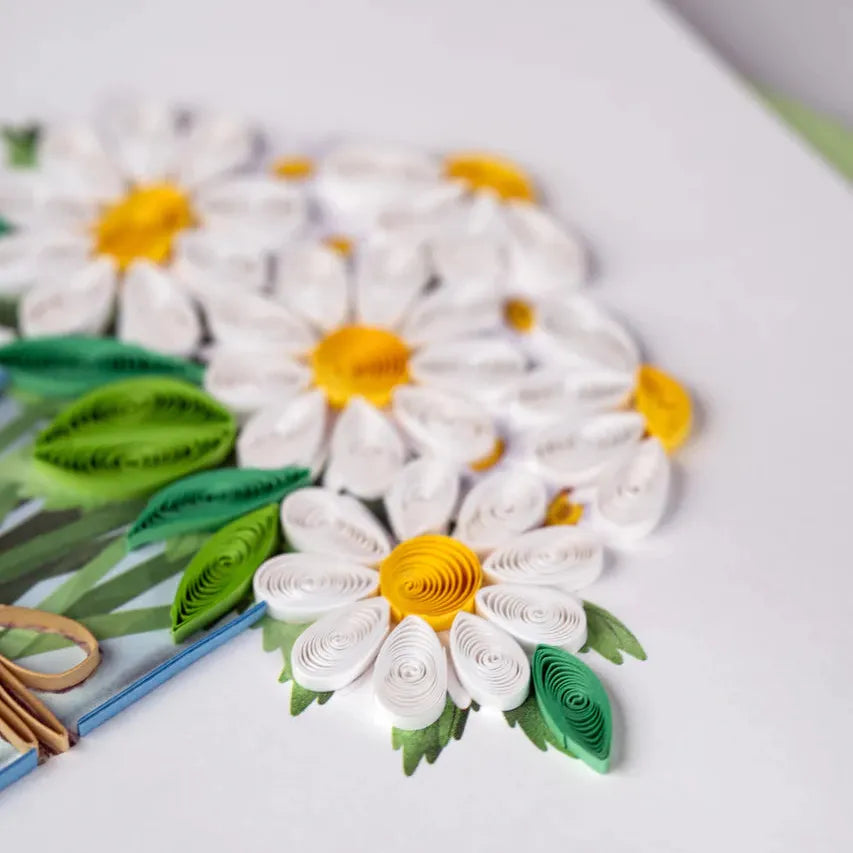 Quilling Card - White Daisies in Jar