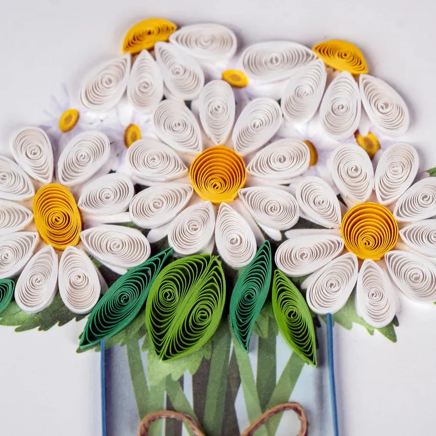 Quilling Card - White Daisies in Jar