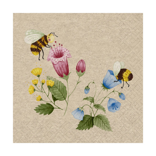 Luncheon Napkin - Bee Flowerful (Naturals)