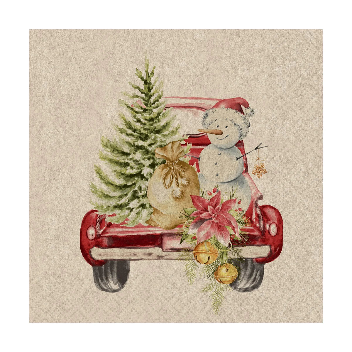 Napkin - Car Snowman