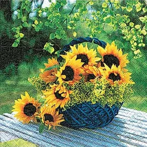 Napkin - Basket with Sunflowers