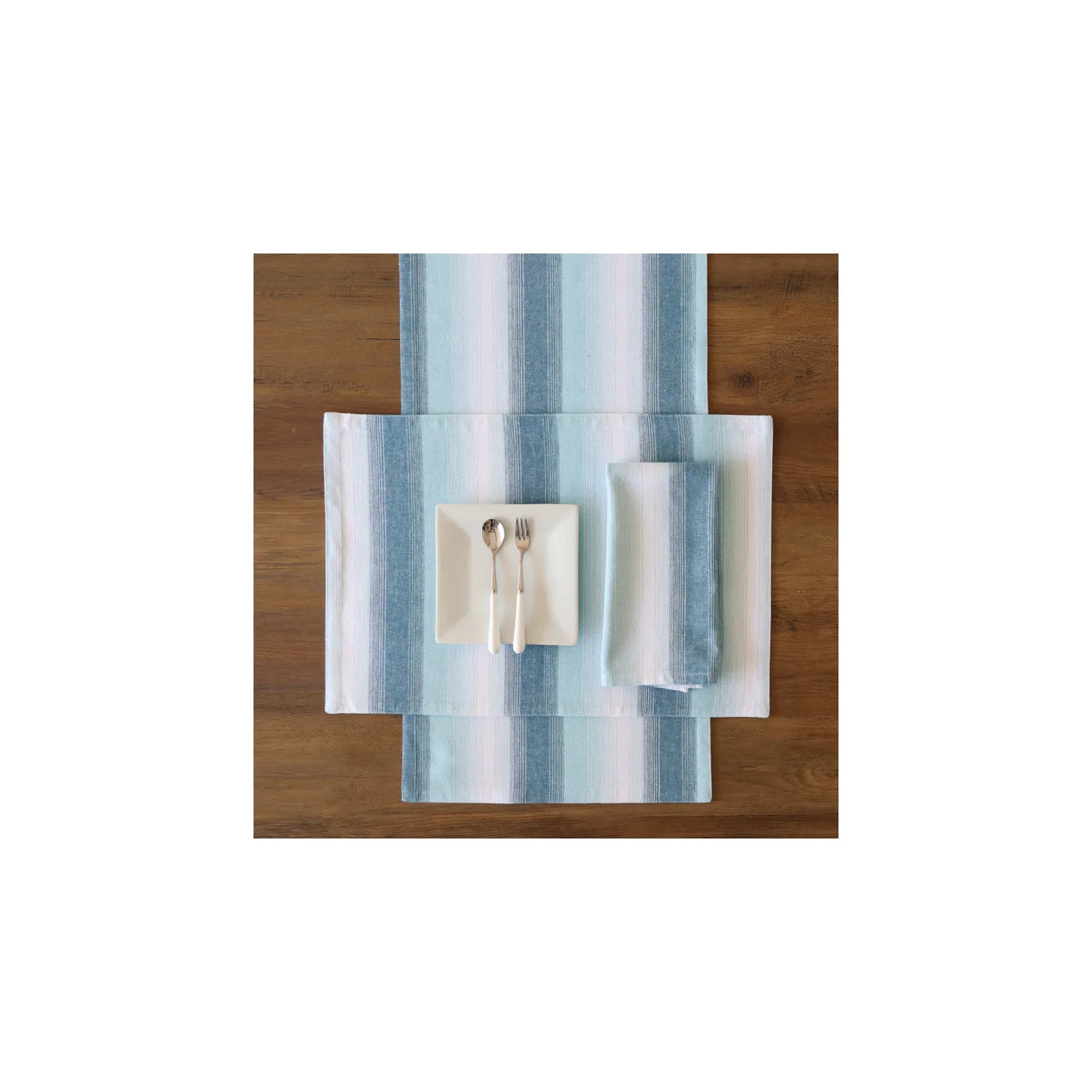 Sera Stripe Table Runner Blue