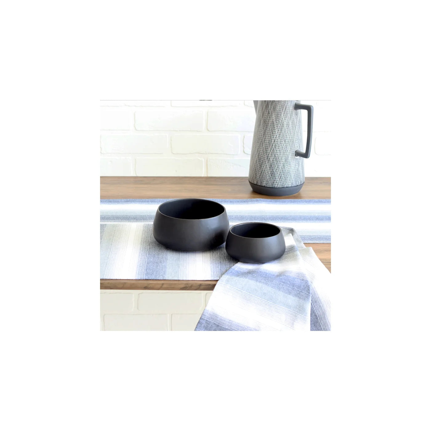 Sera Stripe Table Runner Blue