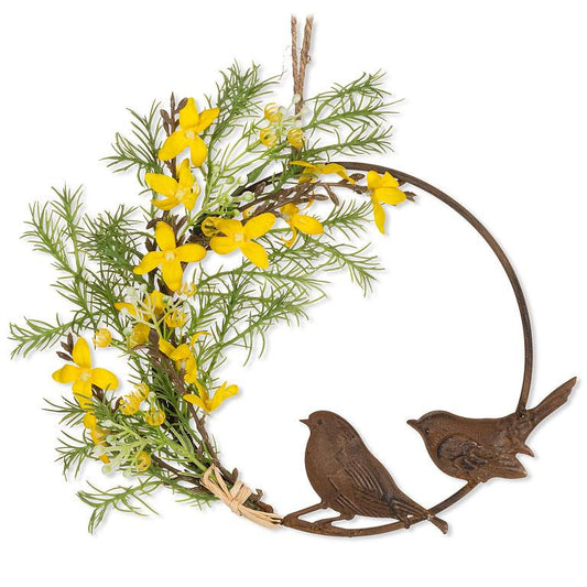 Small Hoop Wreath w/Birds & Forsythia